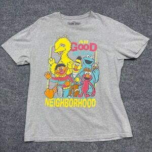 Sesame Street All Good In The Neighborhood Gray Graphic‎ T-Shirt Mens Large L